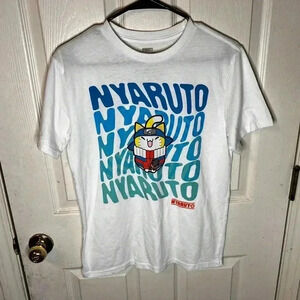 Nyaruto Rasengan Graphic T-Shirt Youth Boys 18 XXL 60/40 Poly/Cotton White S/S